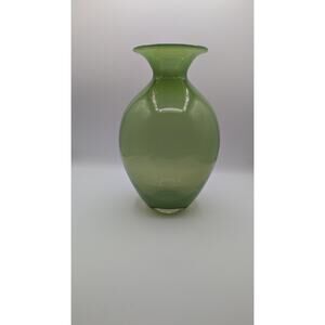 Makora Art Glass Green Opalescence Vase by Kronos. 12"